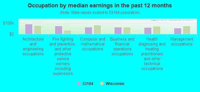 Occupation by median earnings in the past 12 months