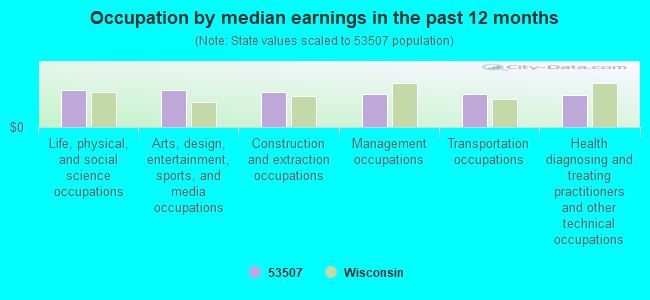 Occupation by median earnings in the past 12 months