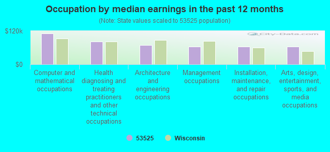 Occupation by median earnings in the past 12 months