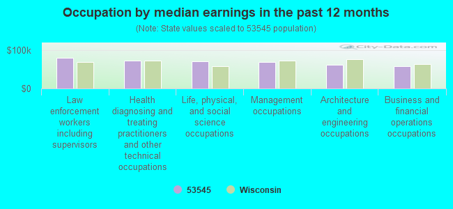 Occupation by median earnings in the past 12 months