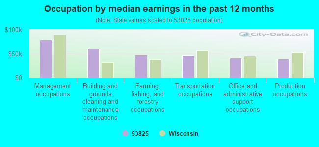 Occupation by median earnings in the past 12 months