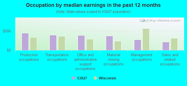 Occupation by median earnings in the past 12 months