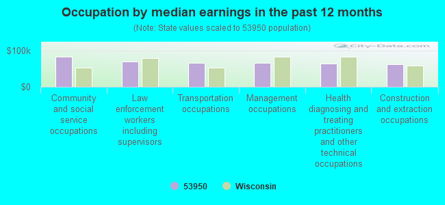 Occupation by median earnings in the past 12 months