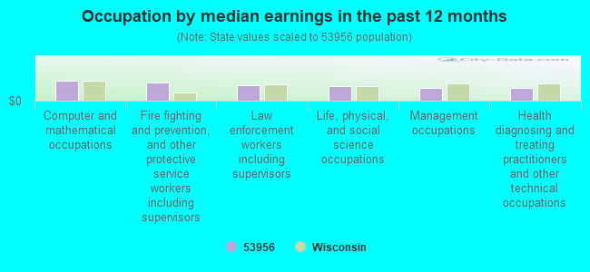 Occupation by median earnings in the past 12 months