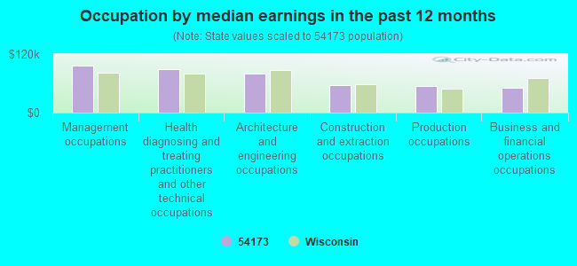 Occupation by median earnings in the past 12 months