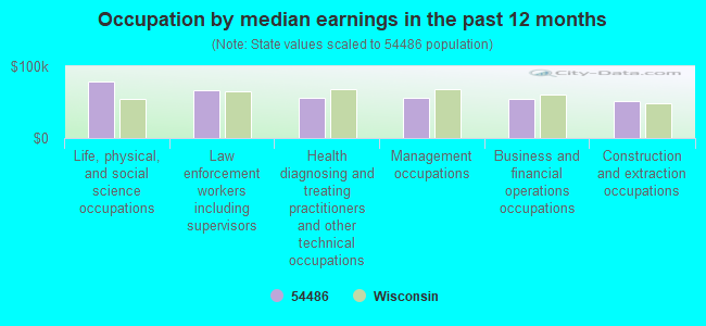 Occupation by median earnings in the past 12 months