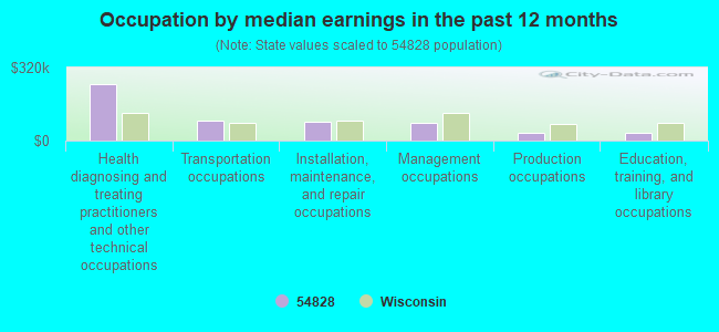 Occupation by median earnings in the past 12 months