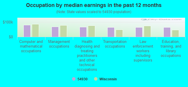 Occupation by median earnings in the past 12 months