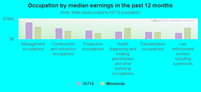 Occupation by median earnings in the past 12 months