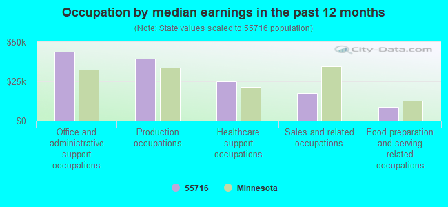 Occupation by median earnings in the past 12 months