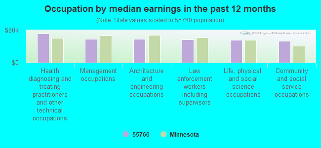 Occupation by median earnings in the past 12 months