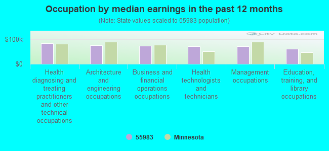 Occupation by median earnings in the past 12 months