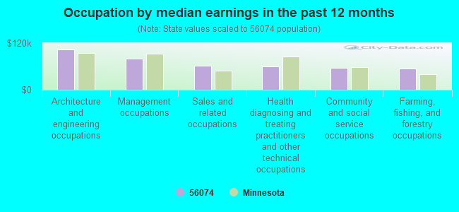 Occupation by median earnings in the past 12 months