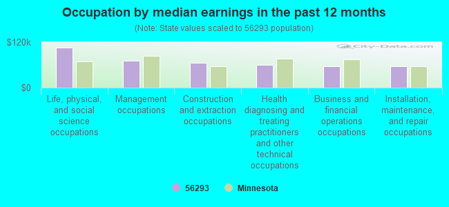 Occupation by median earnings in the past 12 months