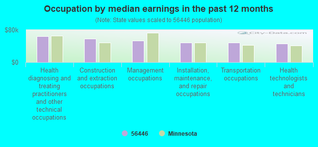 Occupation by median earnings in the past 12 months