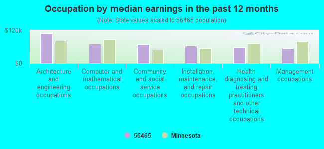 Occupation by median earnings in the past 12 months