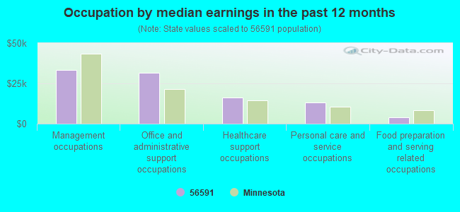 Occupation by median earnings in the past 12 months