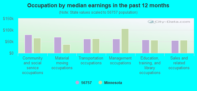 Occupation by median earnings in the past 12 months