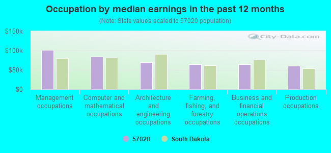 Occupation by median earnings in the past 12 months