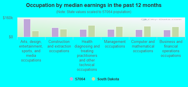 Occupation by median earnings in the past 12 months