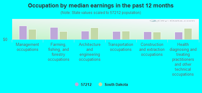 Occupation by median earnings in the past 12 months