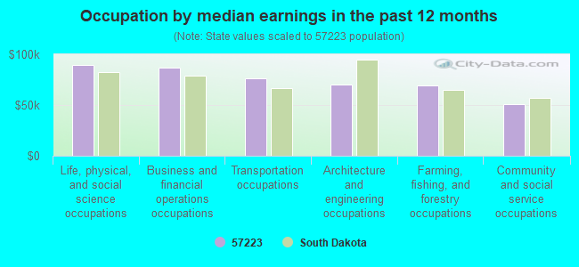 Occupation by median earnings in the past 12 months