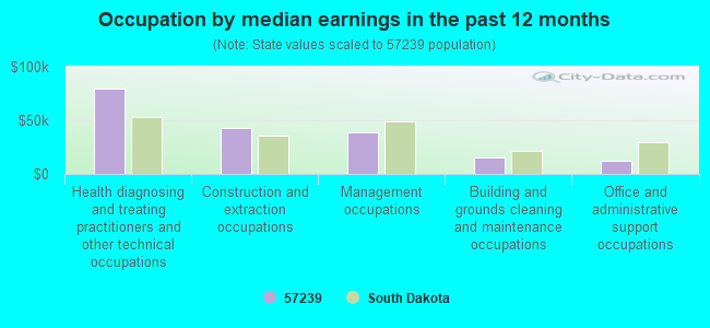 Occupation by median earnings in the past 12 months