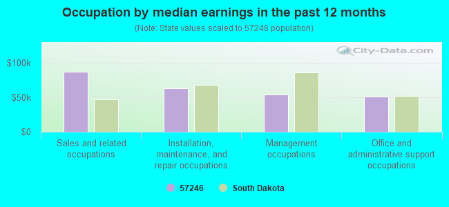 Occupation by median earnings in the past 12 months