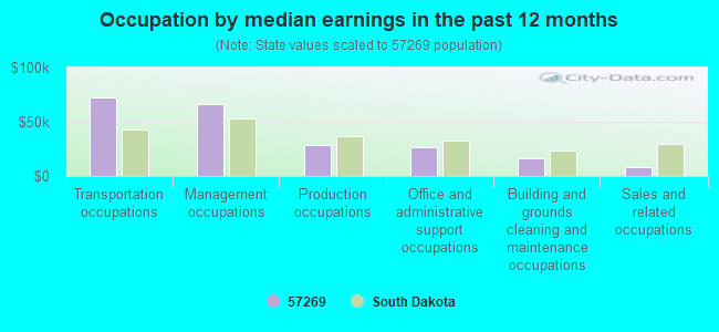 Occupation by median earnings in the past 12 months