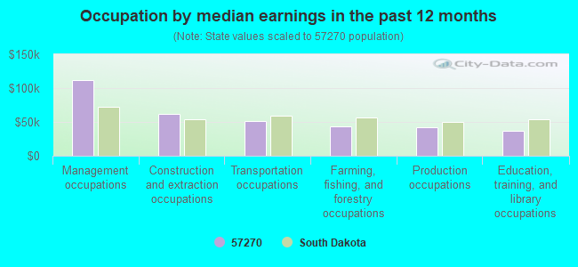 Occupation by median earnings in the past 12 months