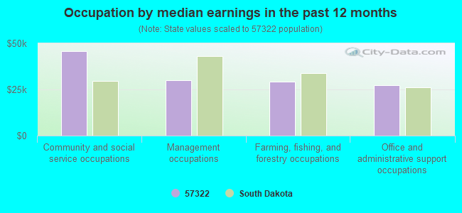 Occupation by median earnings in the past 12 months