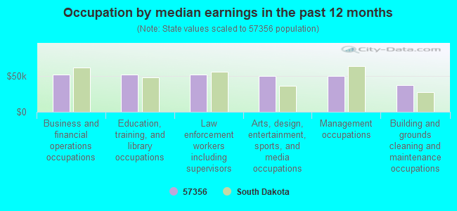 Occupation by median earnings in the past 12 months