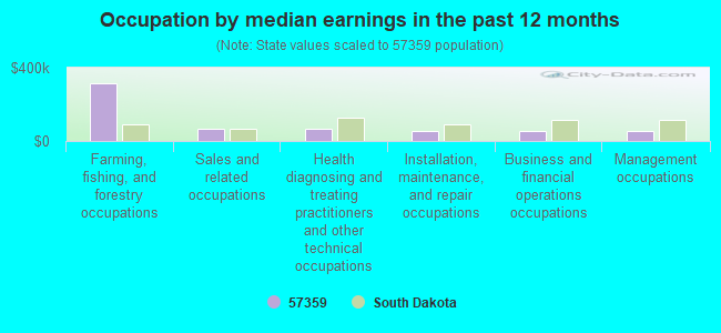 Occupation by median earnings in the past 12 months