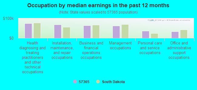 Occupation by median earnings in the past 12 months