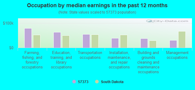 Occupation by median earnings in the past 12 months