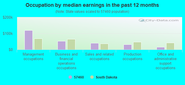 Occupation by median earnings in the past 12 months