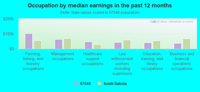 Occupation by median earnings in the past 12 months