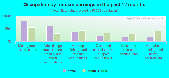 Occupation by median earnings in the past 12 months