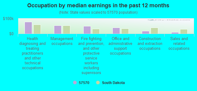 Occupation by median earnings in the past 12 months