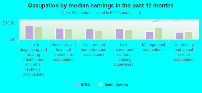 Occupation by median earnings in the past 12 months