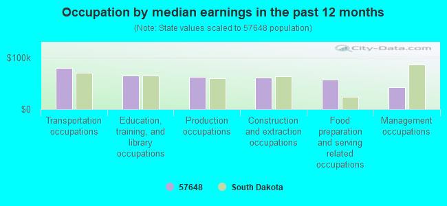 Occupation by median earnings in the past 12 months