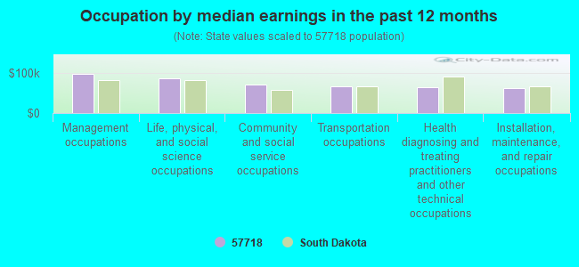 Occupation by median earnings in the past 12 months