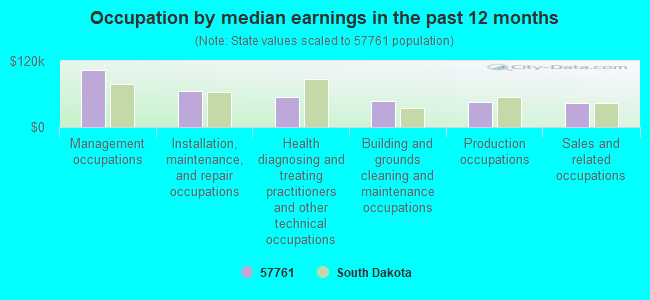 Occupation by median earnings in the past 12 months