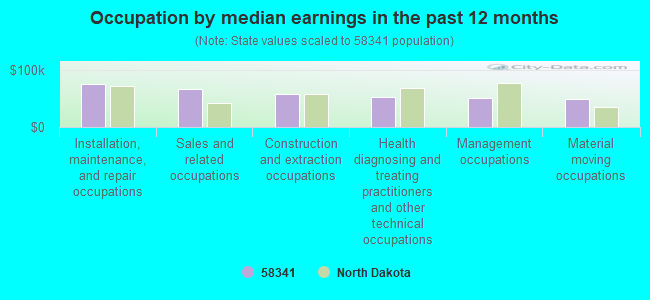 Occupation by median earnings in the past 12 months