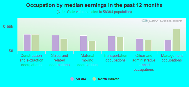 Occupation by median earnings in the past 12 months