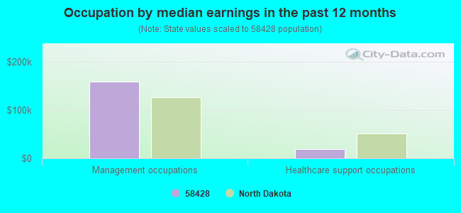 Occupation by median earnings in the past 12 months