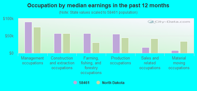 Occupation by median earnings in the past 12 months