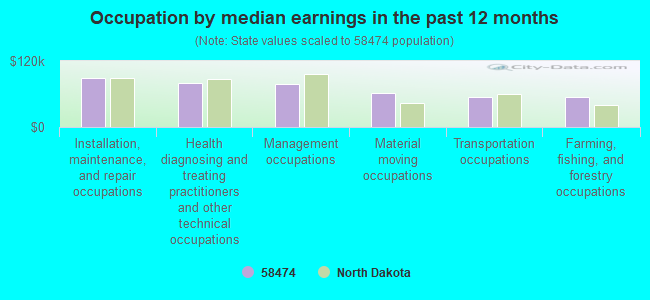 Occupation by median earnings in the past 12 months