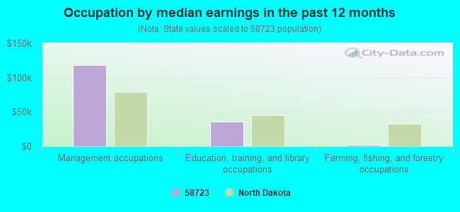 Occupation by median earnings in the past 12 months