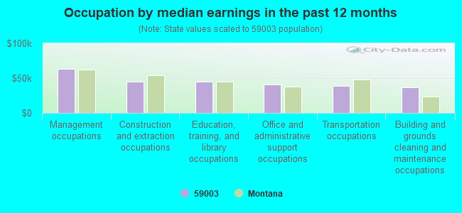 Occupation by median earnings in the past 12 months